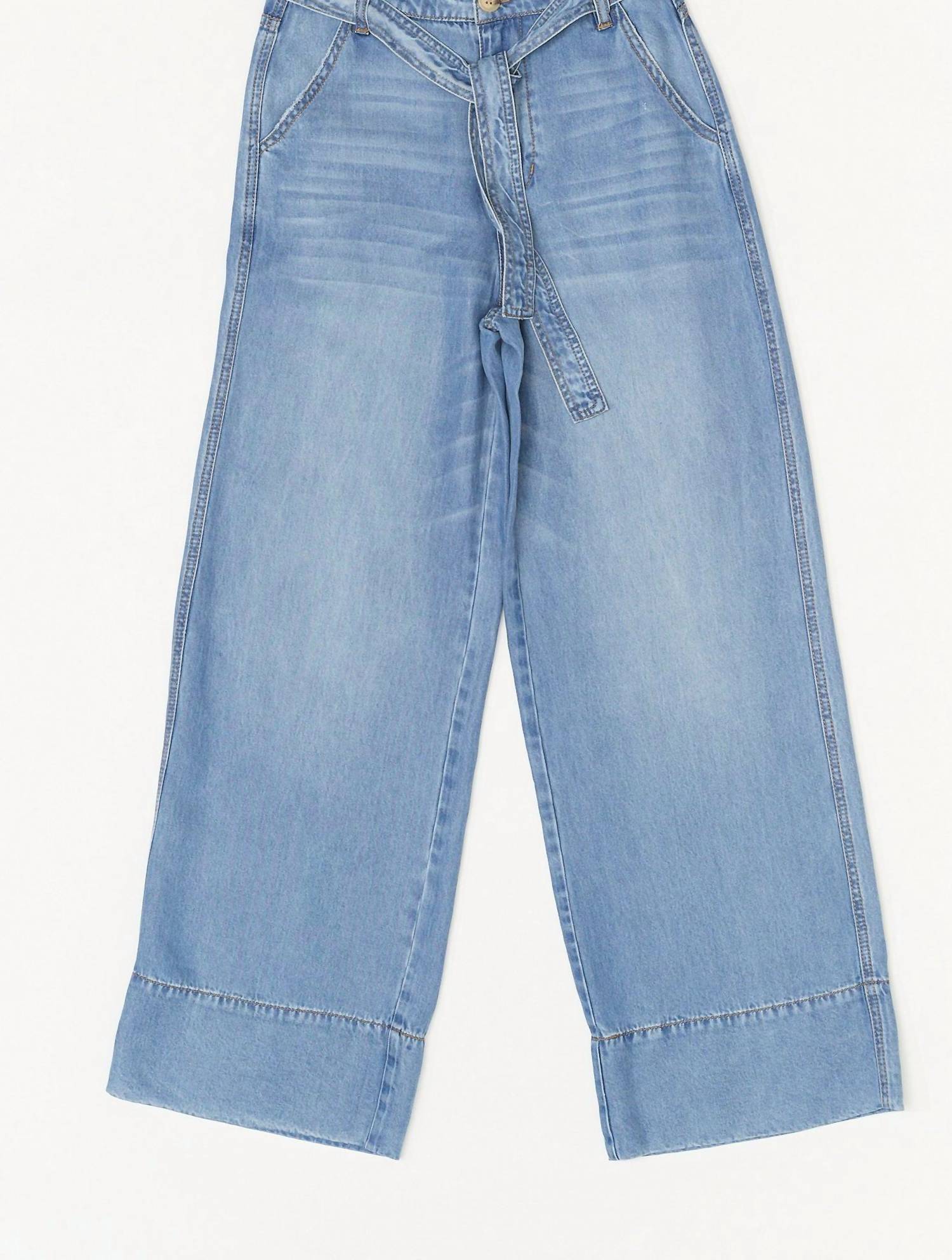 Oat New York - Women's Belted High Rise Wide Leg Jeans