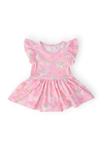 Mila & Rose - Girls Little Unicorn Flutter Sleeve Twirl Bodysuit
