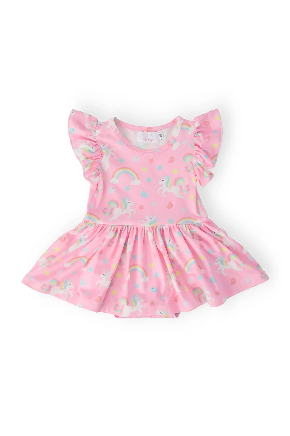 Mila & Rose - Girls Little Unicorn Flutter Sleeve Twirl Bodysuit