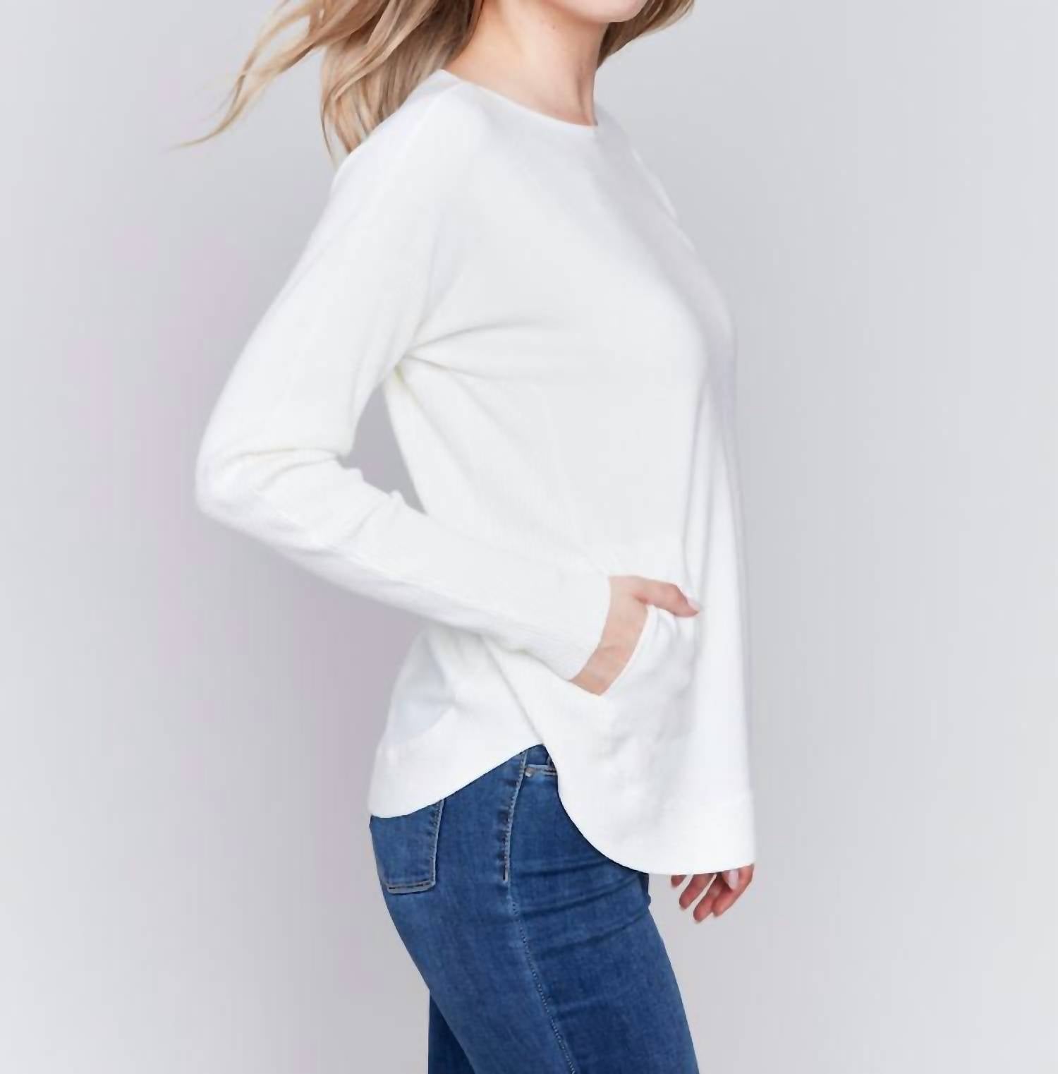 Charlie B - Long Sleeve Sweater With Back Eyelet Detail