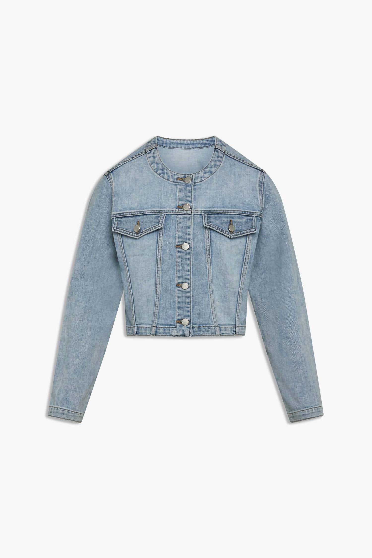 Just Usa - Collarless Cropped Jacket