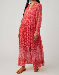 Free People See It Through Dress in coral combo - women's dress