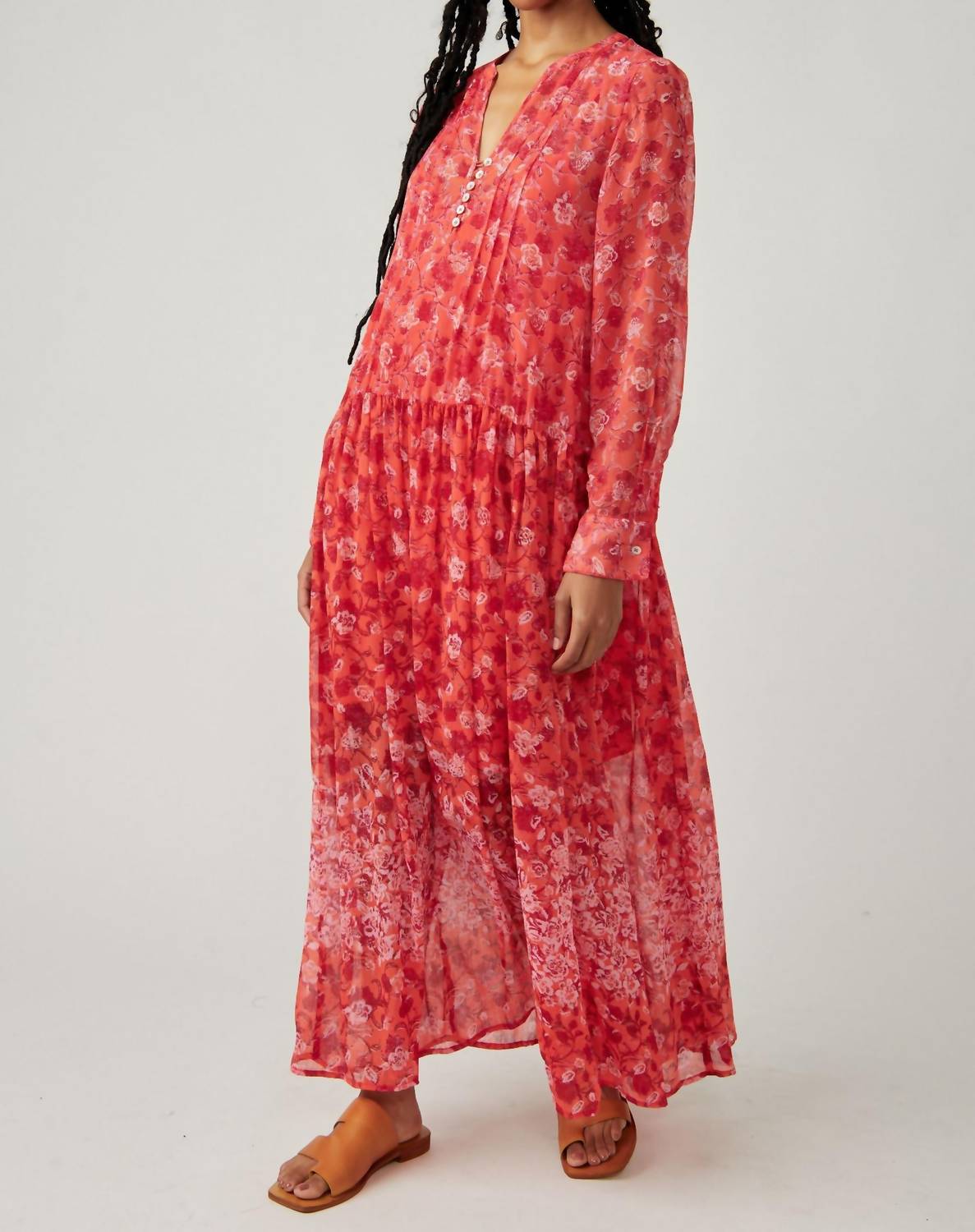 Free People See It Through Dress in coral combo - women's dress