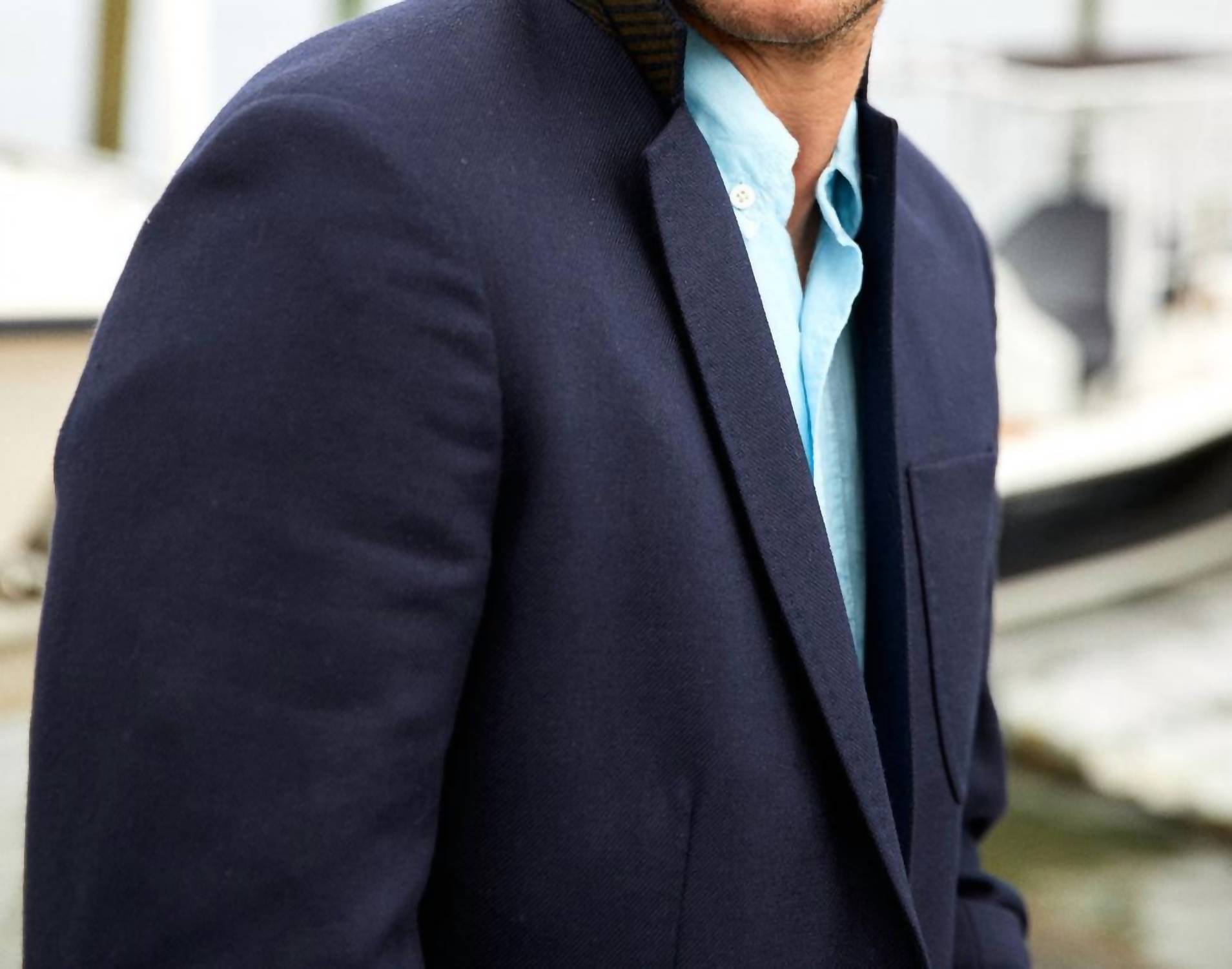 Billy Reid Long Sleeve Sport Coat in navy - men's jacket - alternate view