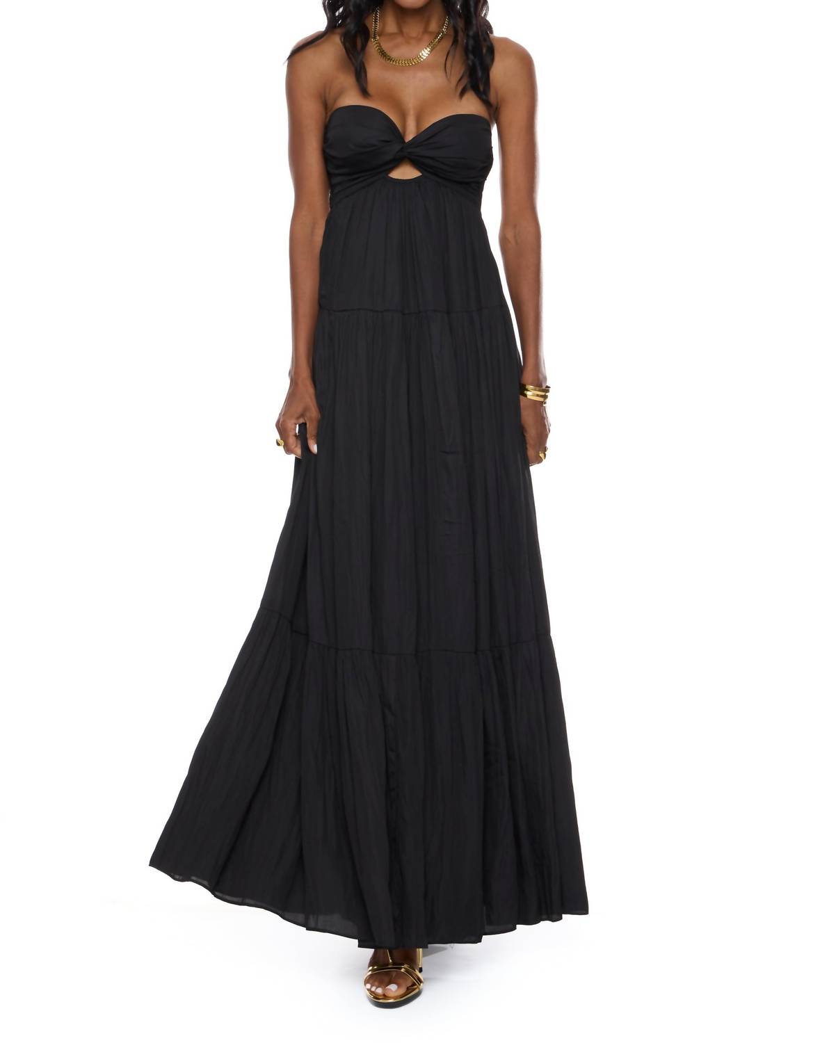 Sky to Moon Paulina Strapless Maxi Dress in black - women's dress - detail view