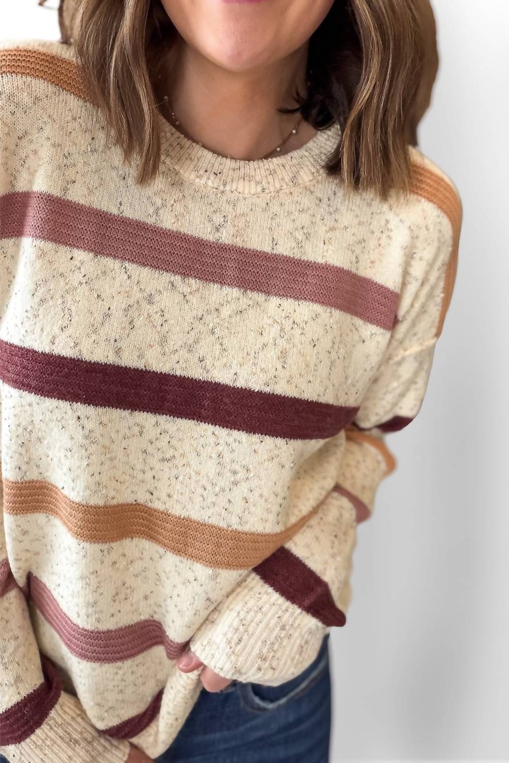 Staccato - Oatmeal Rose Sprinkled Crew Neck Sweater
