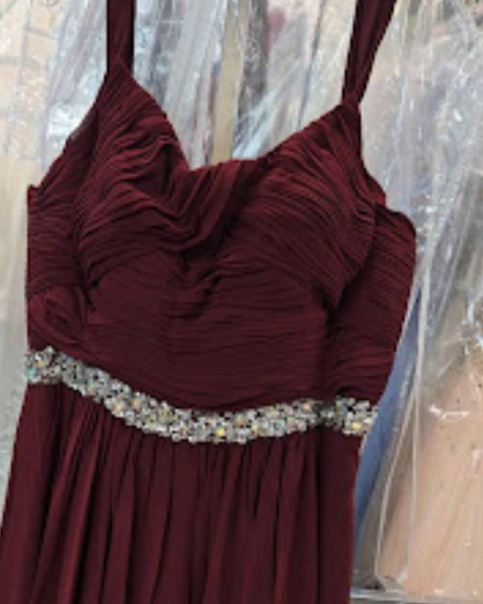 Let'S - Women's Chiffon Evening Gown With Beaded Waist Detail