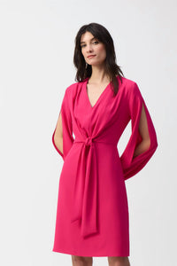 Joseph Ribkoff - Long Puff Sleeves V-neck Dress