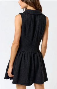 Lalavon - Tabitha Boucle Tweed Collared Button Mini Dress