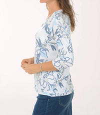 Charlie B - Printed Jersey V-Neck 3/4 Sleeve Top