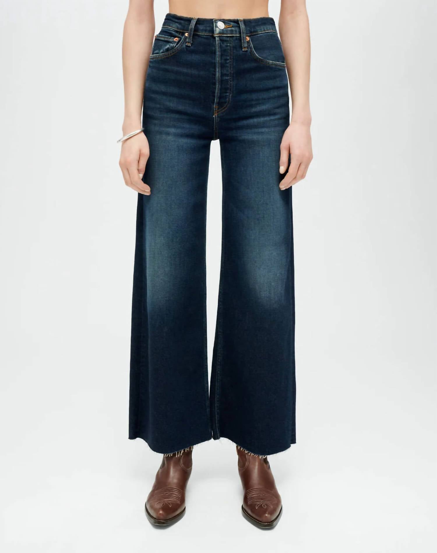 RE/DONE High Rise Wide Leg Crop Jeans in barely worn - women's jeans