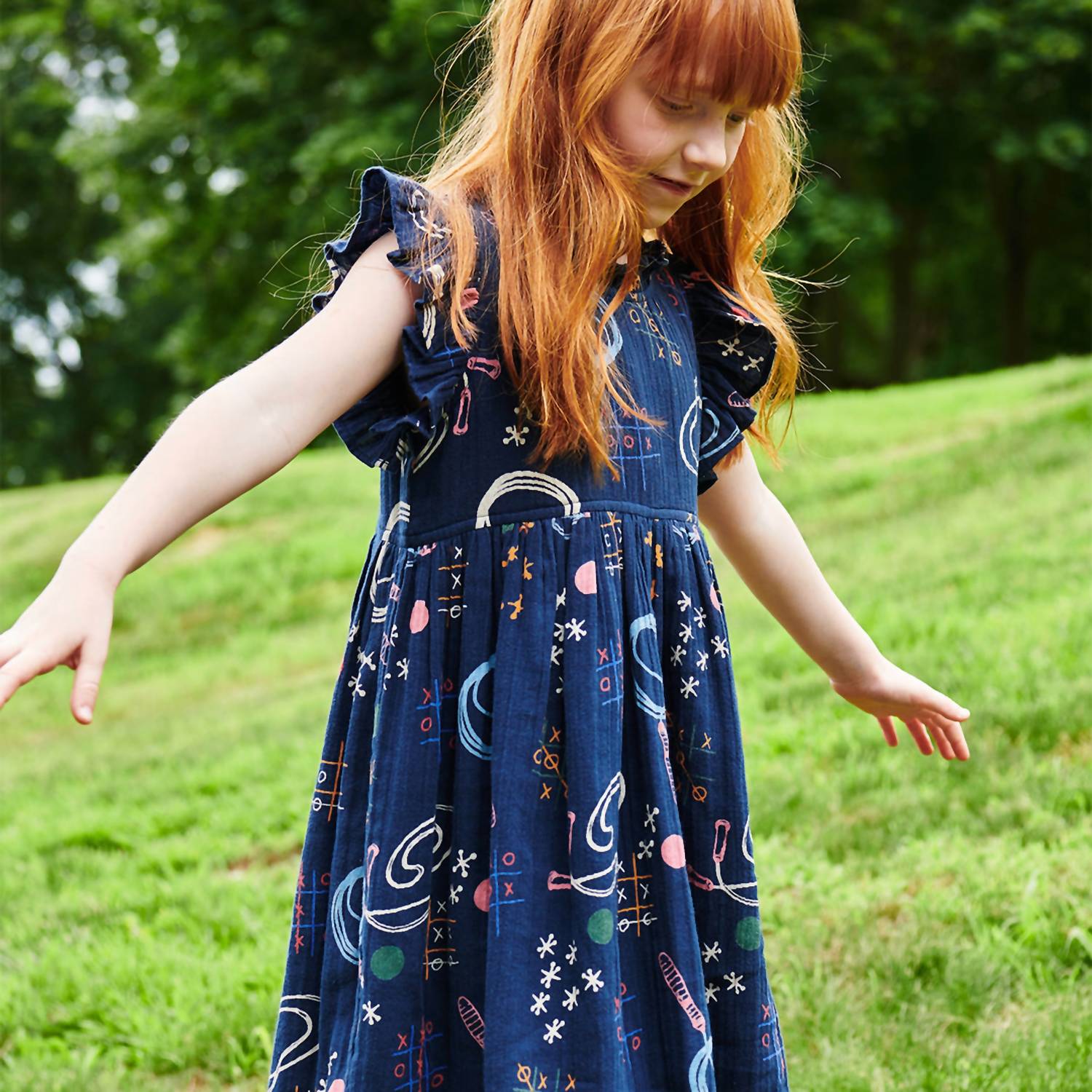 PINK CHICKEN Jennifer Dress in tic tac toe 1 - kids' dress - detail view
