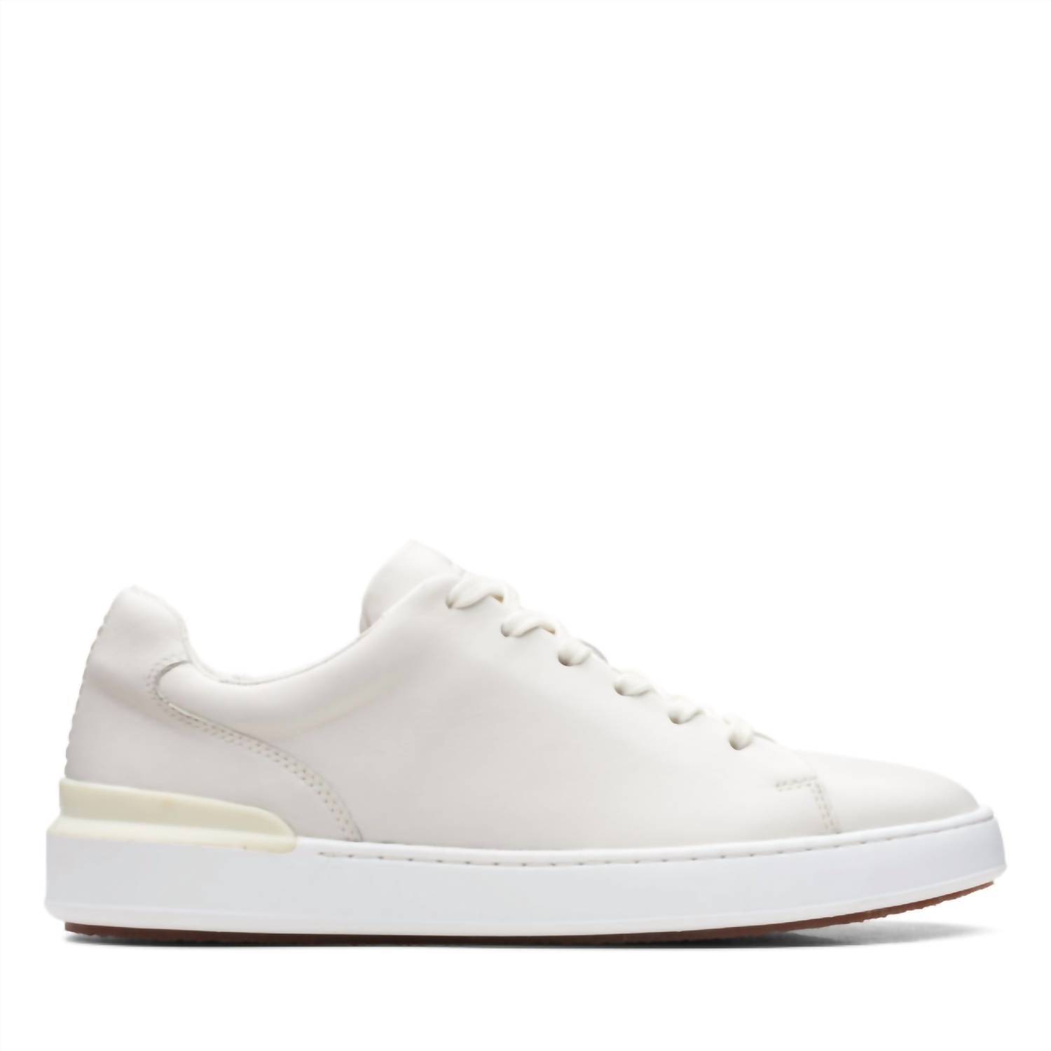 Clarks Men's Courtlite Lace Leather 7 Ee Sneaker in white - men's sneaker - detail view