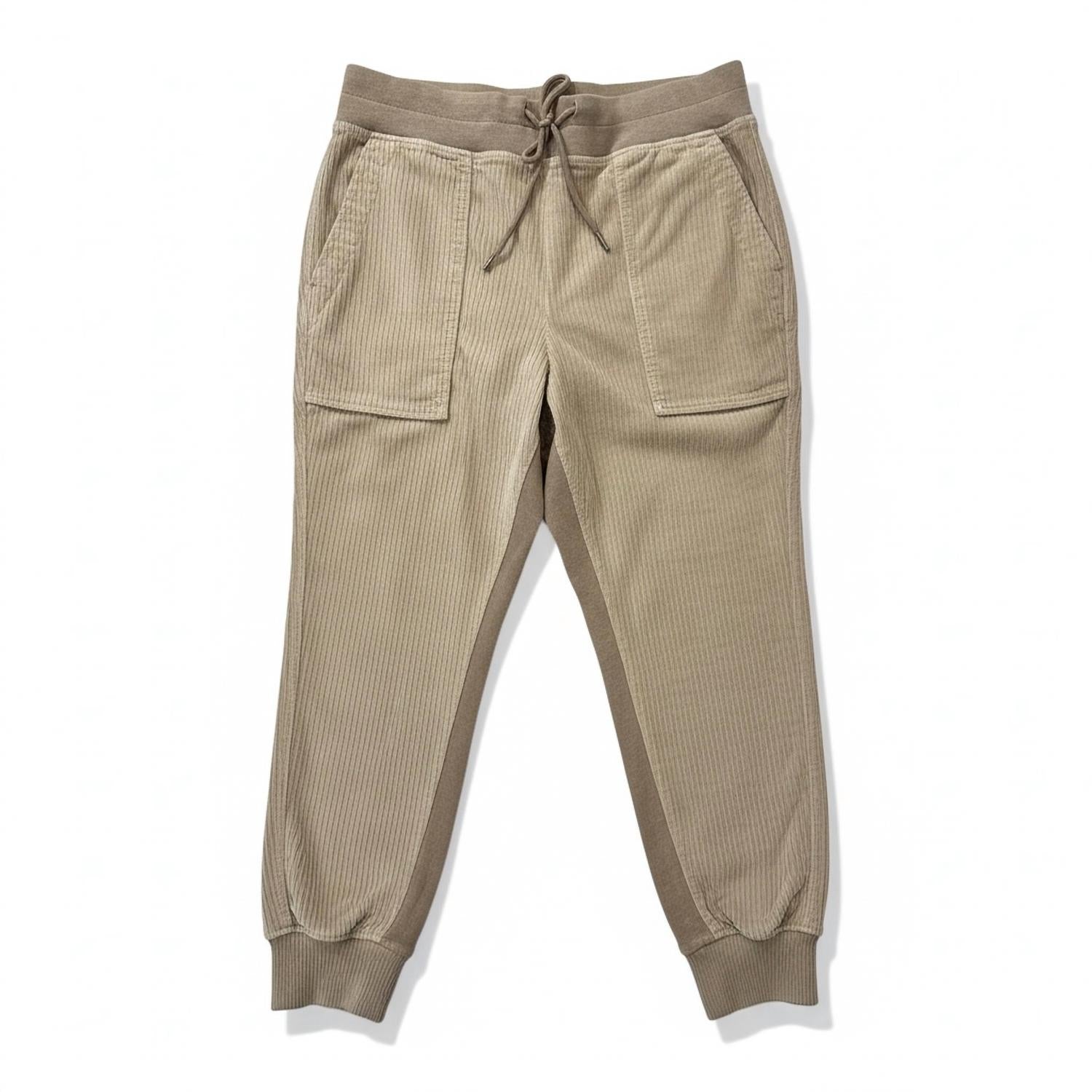 JAMES PERSE Women's Uneven Cord Mixed Media Pants in faint pigment - women's pants - detail view