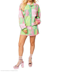 QUEEN OF SPARKLES Licensed Colorblock Glinda & Elphaba Profile Cardigan in pink green - women's cardigan - view 4