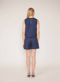 GILNER FARRAR Kai Shorts in blue linen - women's shorts - alternate view