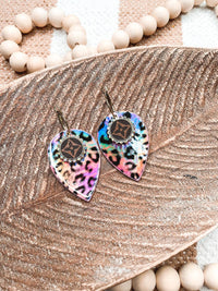 White Label - Women's Iridescent Leopard Teardrop Earrings