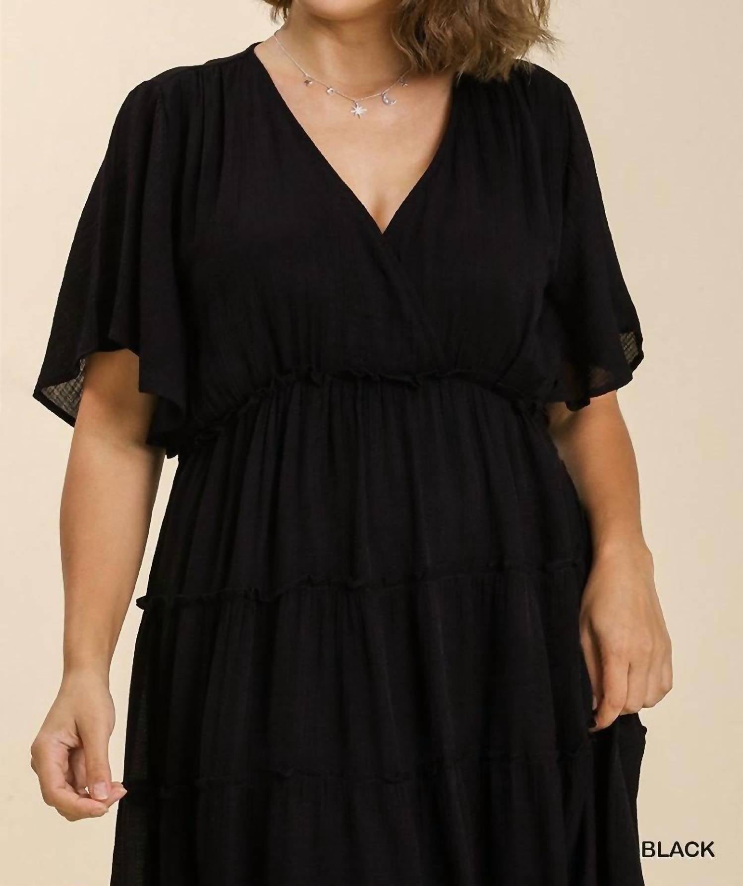 Umgee - Smocked Tiered Maxi Dress - Plus