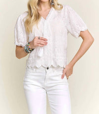 Kld - Erin Eyelet Embroidered Top