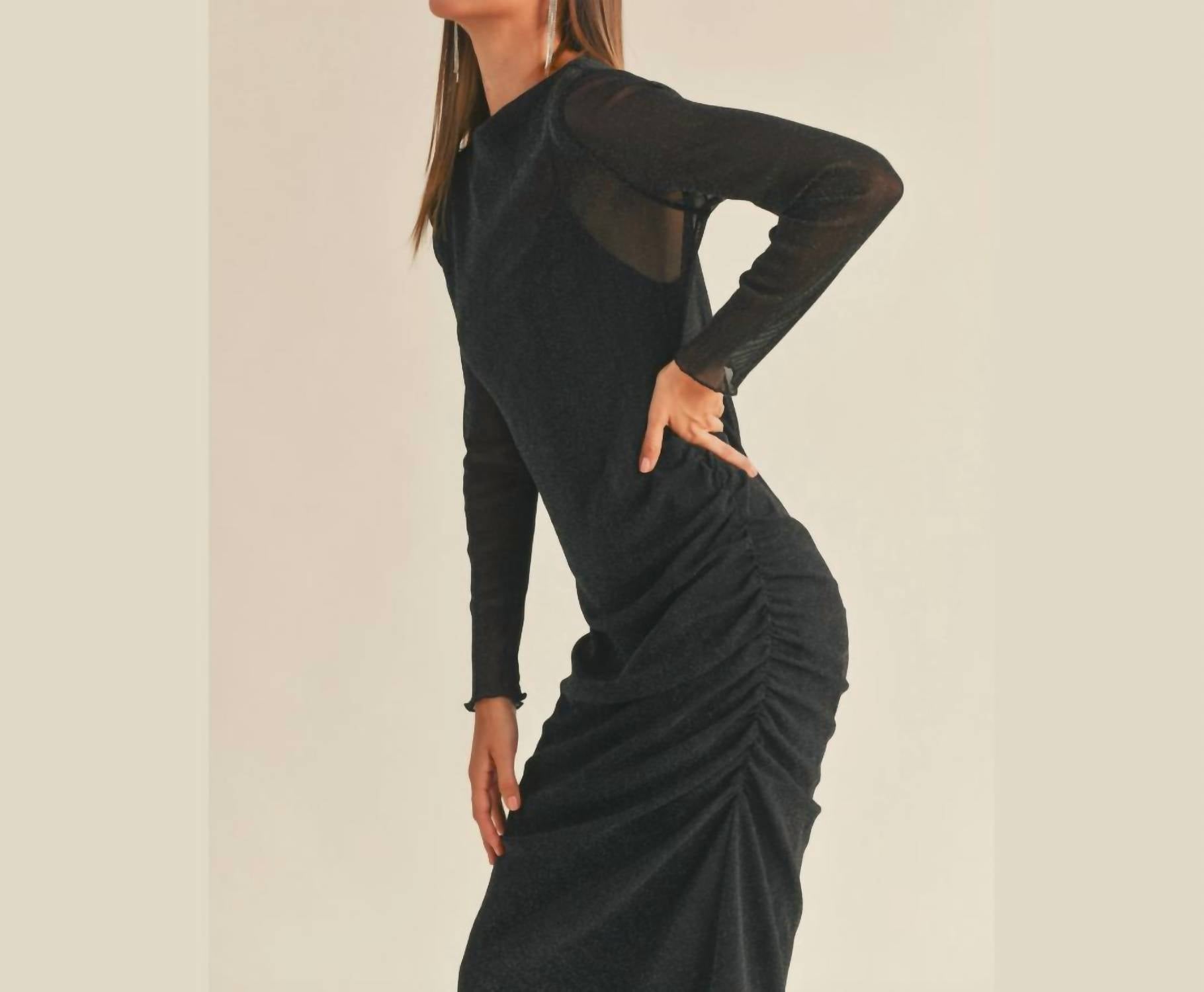 Miou Muse - Sheer & Shimmer Midi Dress