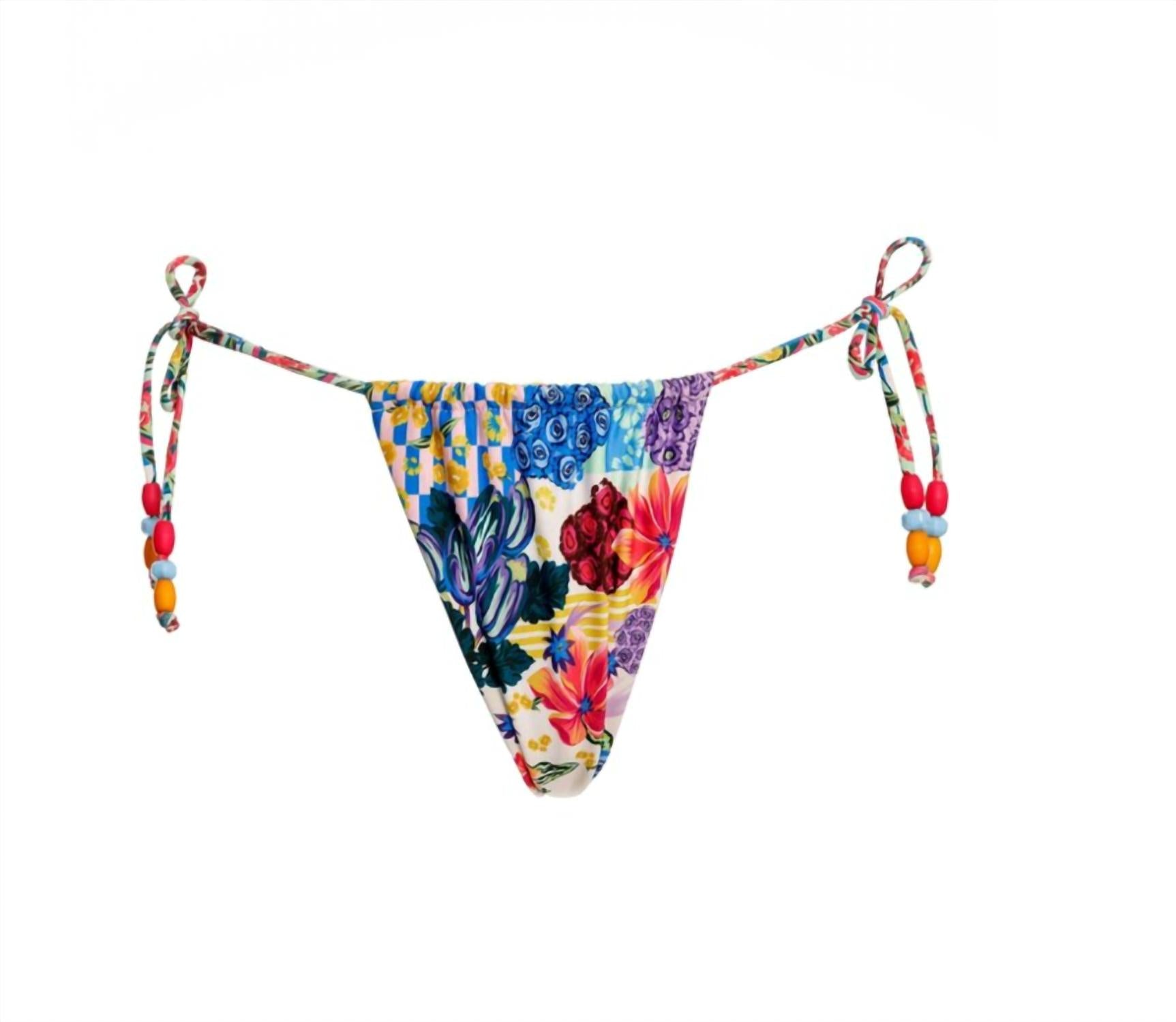 AGUA BENDITA Alexis Floral Bikini Bottom in red - women's swimwear - alternate view