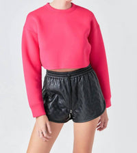 Grey Lab - Faux Leather Diamond Stitch Shorts