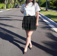 ELAN Women's Tulle Mini Skirt in black - women's skirt - detail view