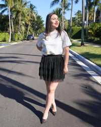 ELAN Women's Tulle Mini Skirt in black - women's skirt - alternate view