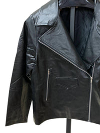 Main Strip - Women's Collar Neck Leather Jacket