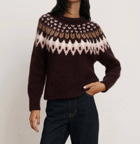 Veronica Beard Anne Fairisle Pullover in multi brown - women's sweater - alternate view