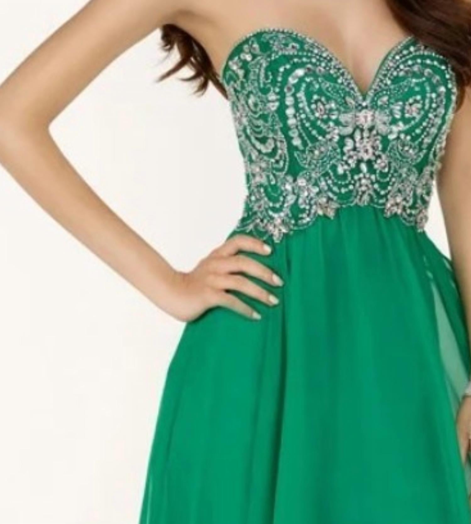 ALYCE PARIS Classic Sweetheart Chiffon Gown in envy - women's dress - detail view
