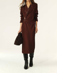 ba&sh Fiji Midi Dress in chocolate - women's dress