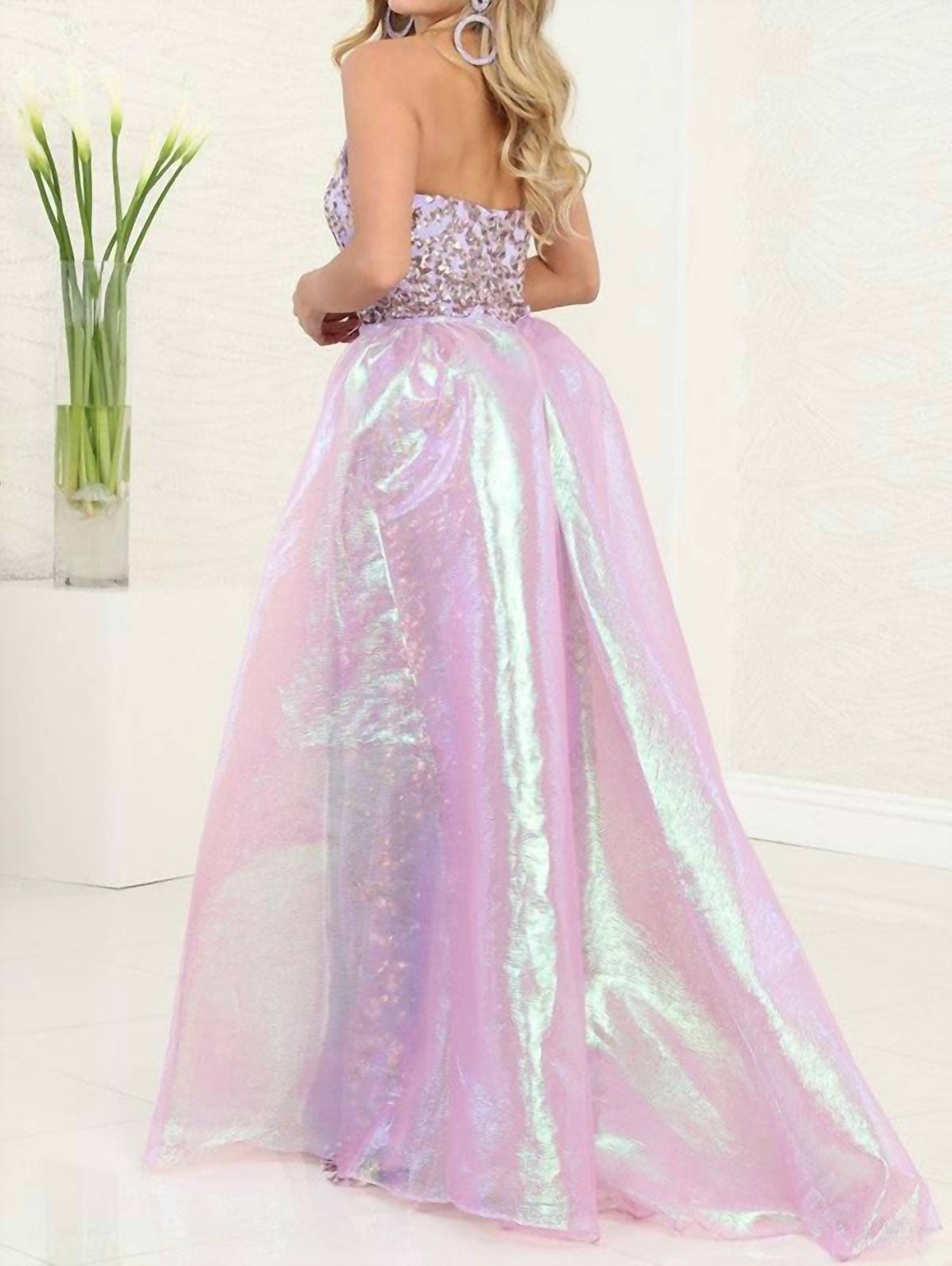 Nox Anabel - Strapless V-cut Sequin Dress With Overskirt