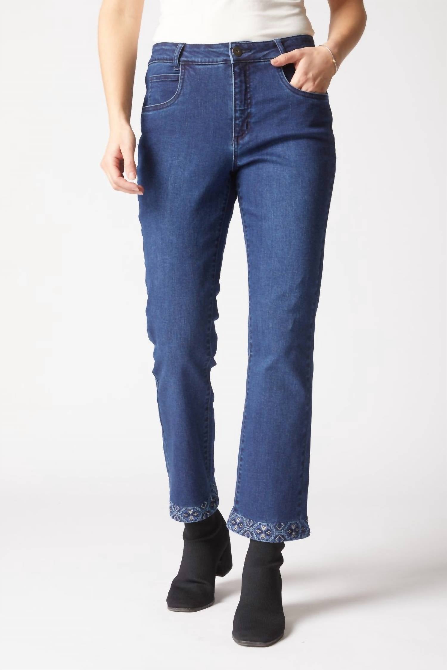 Habitat - Slim Ankle Embroidered Stretch Jeans
