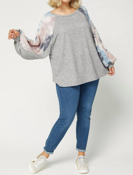 Tie Dye Puffy Sleeve Top Plus