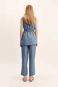 POSSE Thea Sleeveless Tunic in steel blue - women's shirt - alternate view