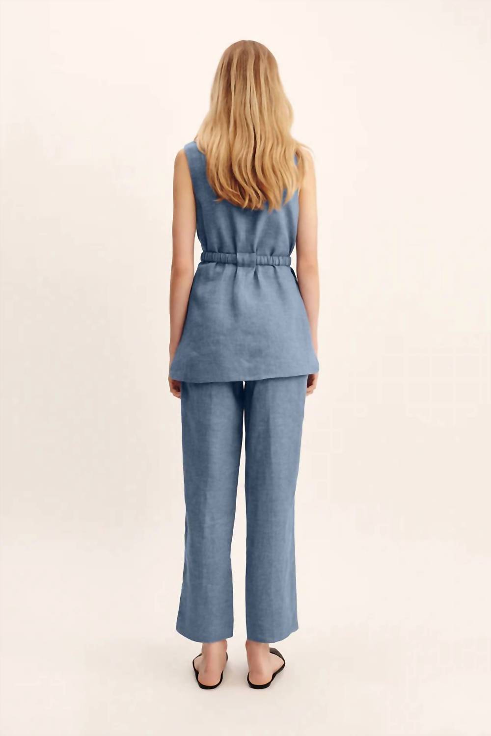 POSSE Thea Sleeveless Tunic in steel blue - women's shirt - alternate view