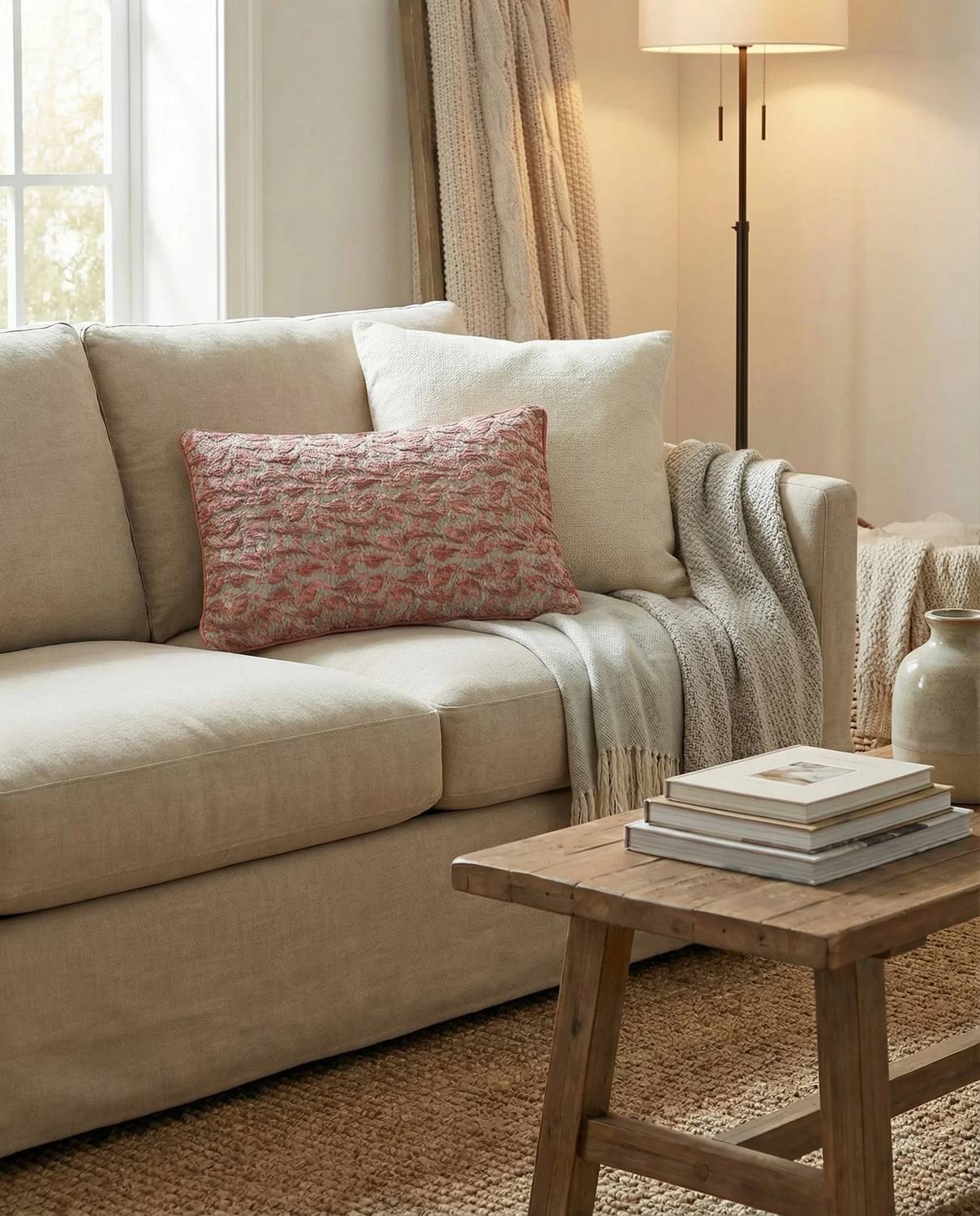 Creative Co-Op - Textured Woven Pattern Lumbar Pillow