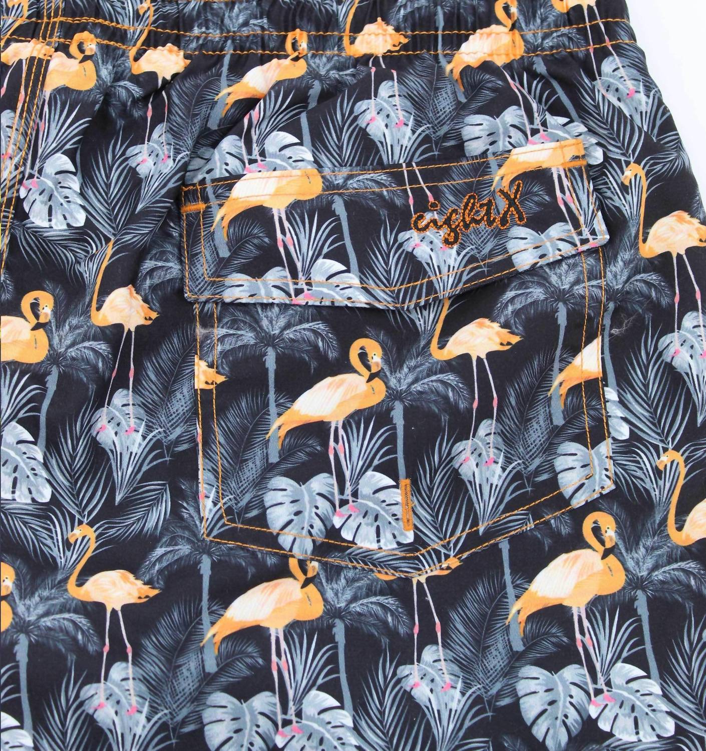 Eight X - Flamingo and Palm Print Swim Trunks