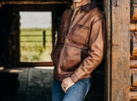 Madison Creek Outfitters Chore Leather Coat in tobacco - men's jacket