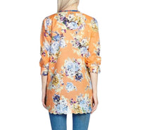 Aratta Claudine Agnes Shirt in orange floral - women's shirt - detail view
