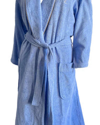 SAINT LAURENT Women's Logo Bathrobe in light blue - women's intimate - detail view
