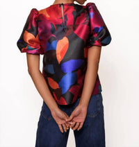 hutch Nadine Short Sleeve Top in navy multi floral - women's blouse - alternate view