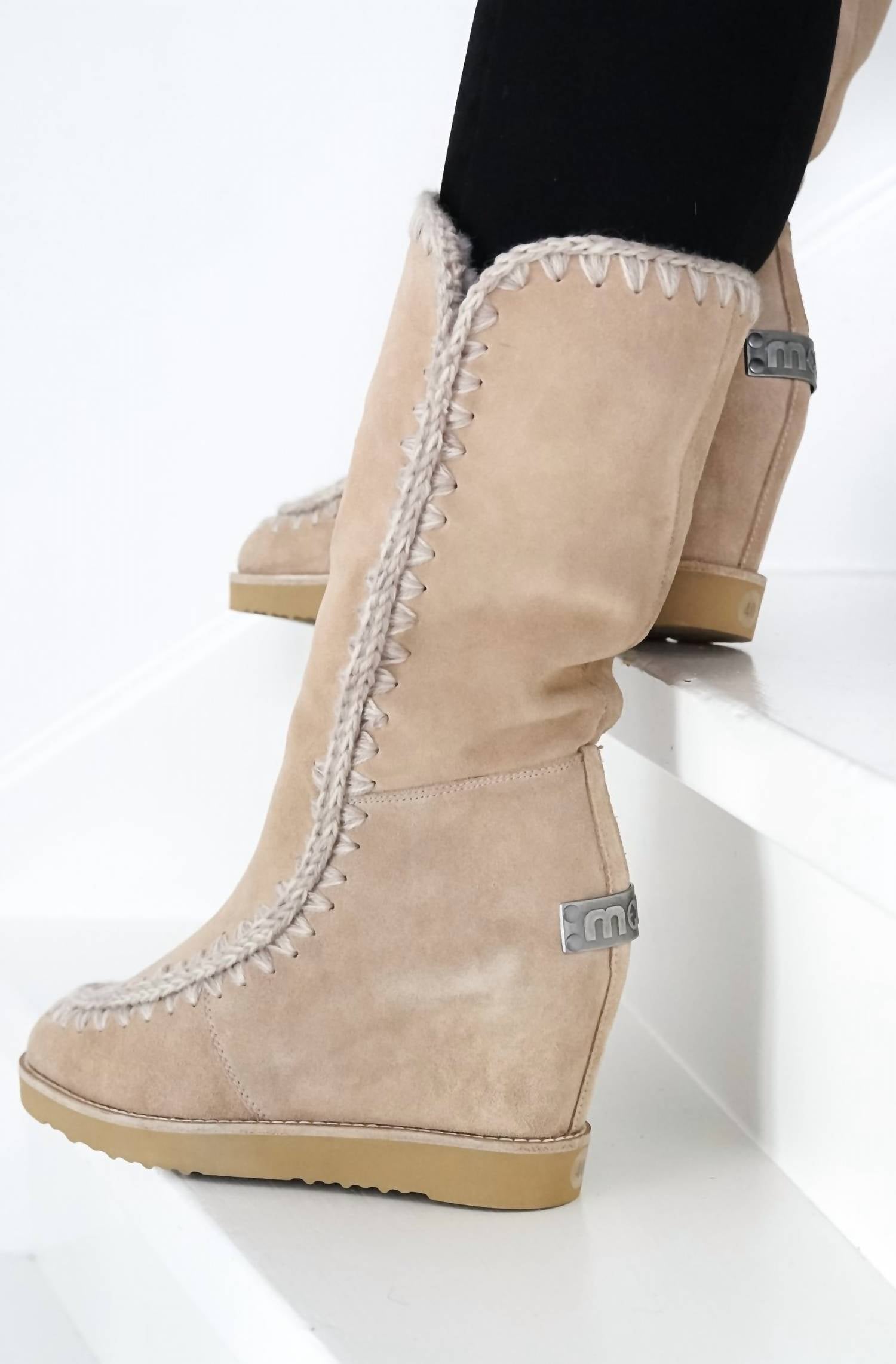 Mou - Women's French Toe Wedge Tall Boots