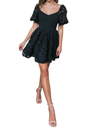 Flying Tomato - Brianna Puff Sleeve Mini Dress
