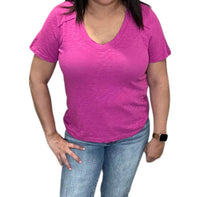 Bobi - Shoulder Seam V Neck Tee Shirt