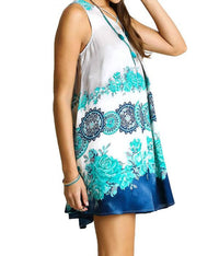 Umgee - Floral Crossed Neck Sleeveless Dress