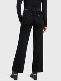 Guess Sexy Palazzo Relaxed Fit Mid Rise Jeans in cachemire black - women's jeans - detail view
