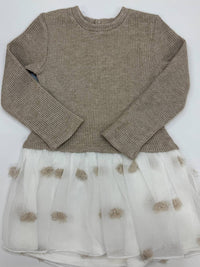Emc - Kid's Waffle Knit Tulle Dots Dress