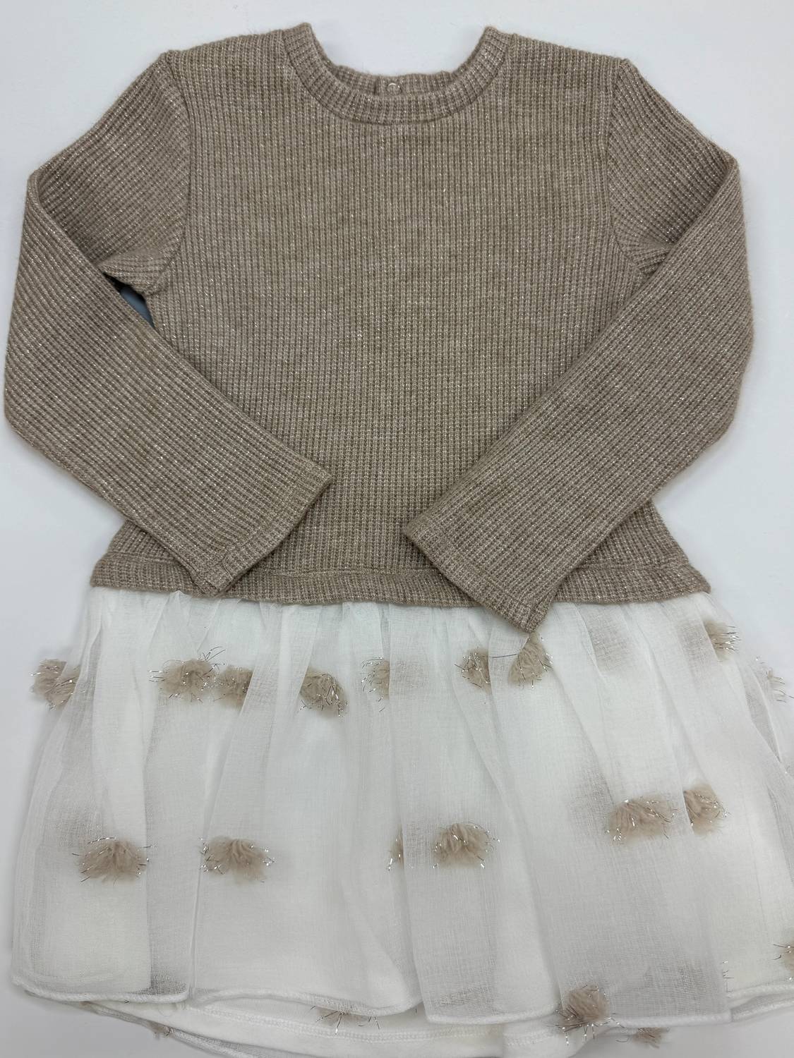 Emc - Kid's Waffle Knit Tulle Dots Dress